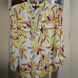 Colorful Leaf Print Blouse by